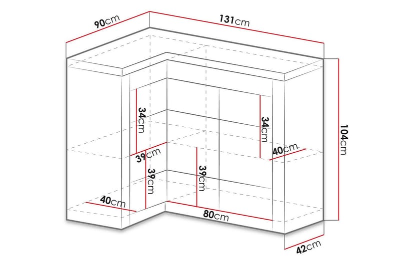 INDIANAPOLIS Skänk 131x42x104 cm - Beige/Grå/Vit - Förvaring - Förvaringsmöbler - Skänkar & sideboards