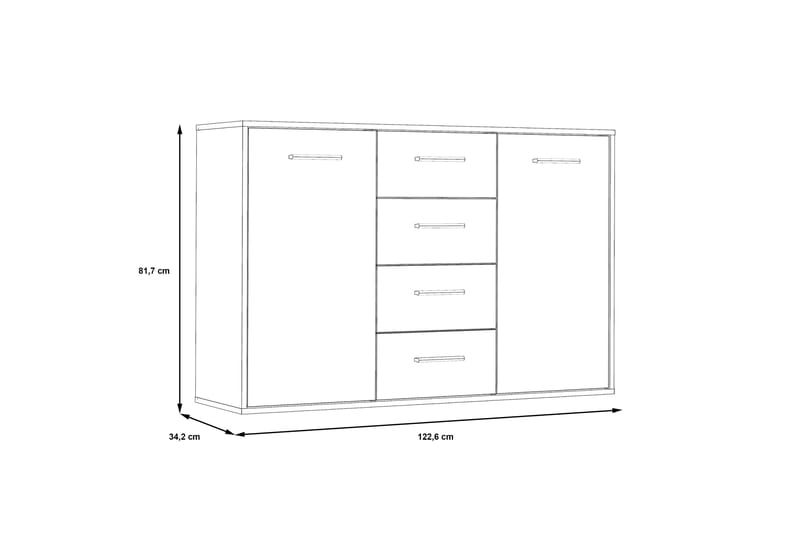 JUNAH Skänk 34x123 cm Vit - Grå - Förvaring - Förvaringsmöbler - Skänkar & sideboards