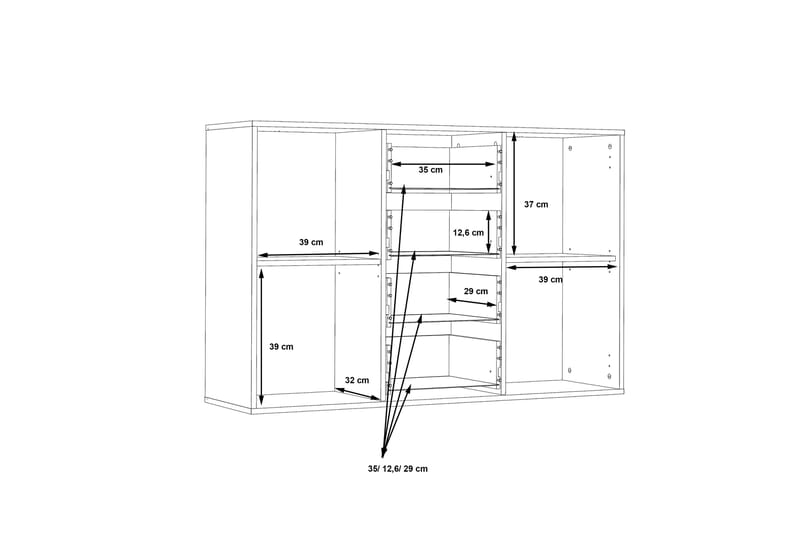 JUNAH Skänk 34x123 cm Vit - Grå - Förvaring - Förvaringsmöbler - Skänkar & sideboards