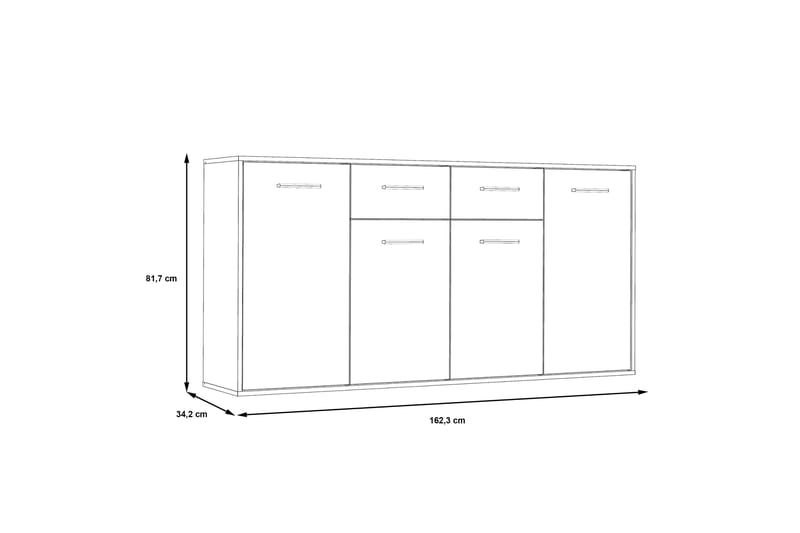 JUNAH Skänk 34x162 cm Vit - Vit - Förvaring - Förvaringsmöbler - Skänkar & sideboards