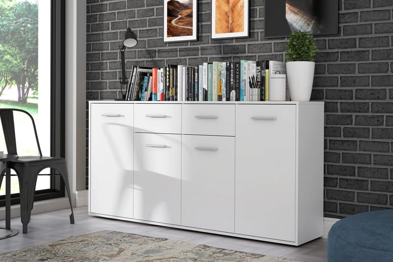 JUNAH Skänk 34x162 cm Vit - Vit - Förvaring - Förvaringsmöbler - Skänkar & sideboards