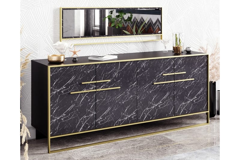 NOVIKOV Sidobord 180 cm Guld/Svart - Skänkar & sideboards