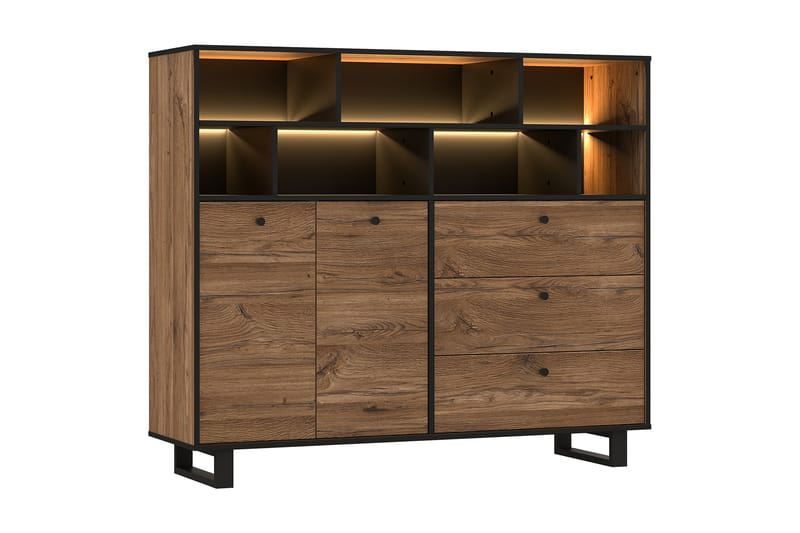 PLEASANTVILLE Sideboard 123x144 cm Brun/Svart - Förvaring - Förvaringsmöbler - Skänkar & sideboards