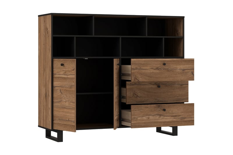 PLEASANTVILLE Sideboard 123x144 cm Brun/Svart - Förvaring - Förvaringsmöbler - Skänkar & sideboards