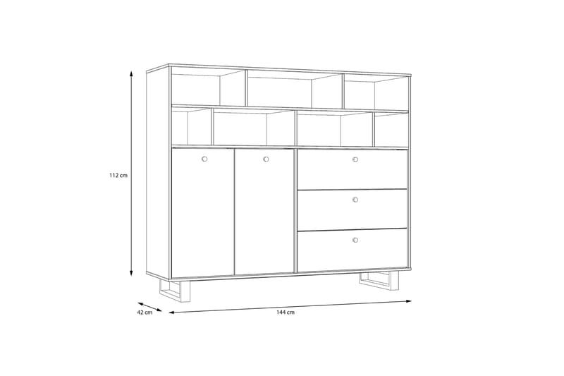 PLEASANTVILLE Sideboard 123x144 cm Brun/Svart - Förvaring - Förvaringsmöbler - Skänkar & sideboards