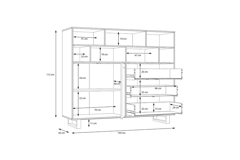 PLEASANTVILLE Sideboard 123x144 cm Brun/Svart - Förvaring - Förvaringsmöbler - Skänkar & sideboards