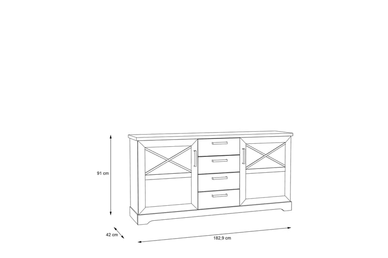 ROSETTAS Vitrinskåp 42x133 cm Vit - Förvaring - Förvaringsmöbler - Skänkar & sideboards