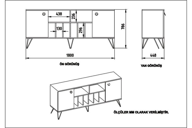 SEBEK Sidobord 180 cm Valnöt/Svart - Förvaring - Förvaringsmöbler - Skänkar & sideboards