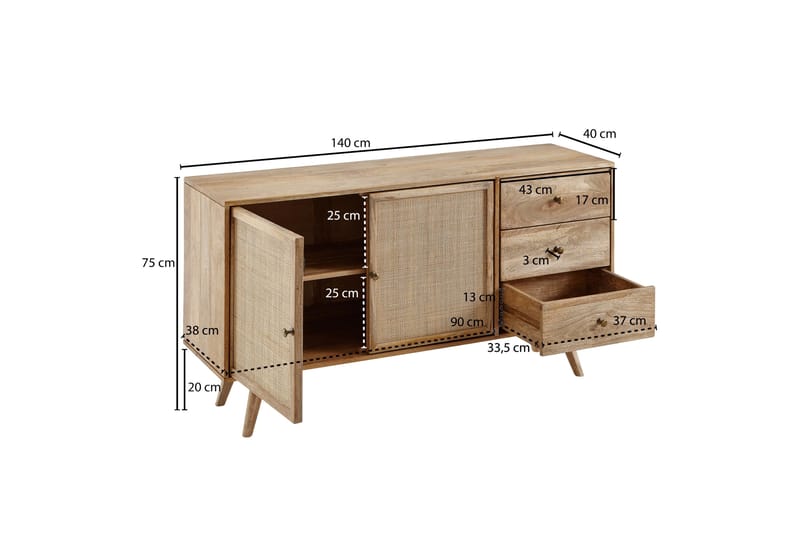 SENECA Sideboard 40x140 cm Brun - Förvaring - Förvaringsmöbler - Skänkar & sideboards