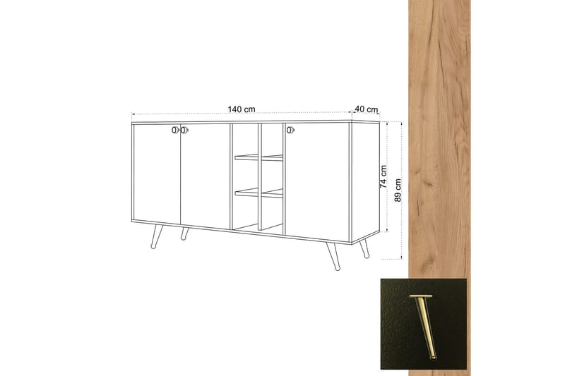 SIDEBOARD 40x140 cm Natur/Antracit - Förvaring - Förvaringsmöbler - Skänkar & sideboards