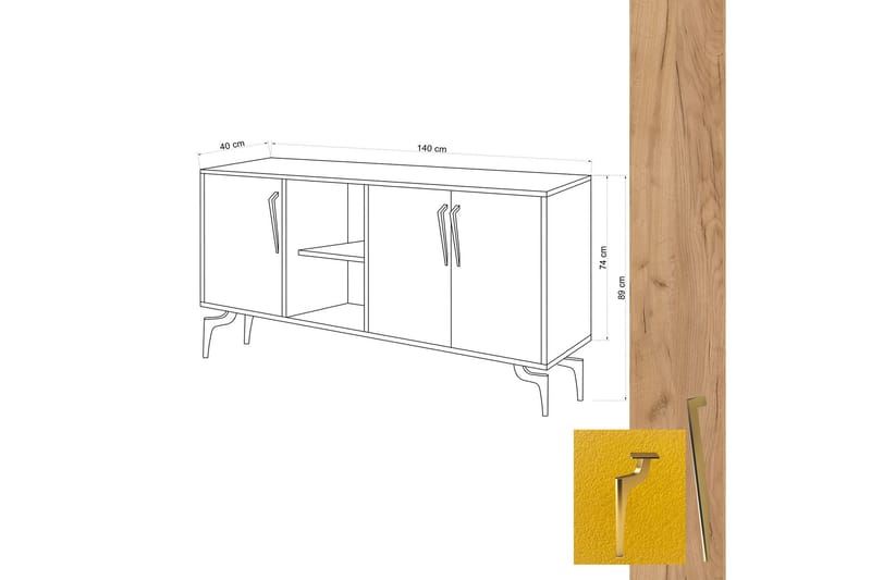 SIDEBOARD 40x140 cm Natur/Grön/Svart - Förvaring - Förvaringsmöbler - Skänkar & sideboards