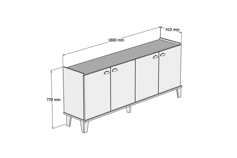 SIDEBOARD 41x182 cm Natur/Svart - Förvaring - Förvaringsmöbler - Skänkar & sideboards