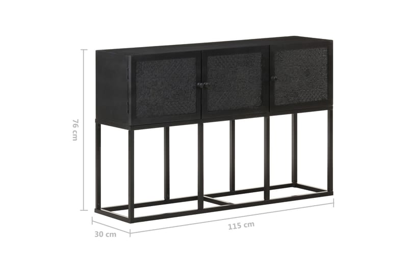 Skänk 115x30x76 cm massivt mangoträ - Svart - Förvaring - Förvaringsmöbler - Skänkar & sideboards