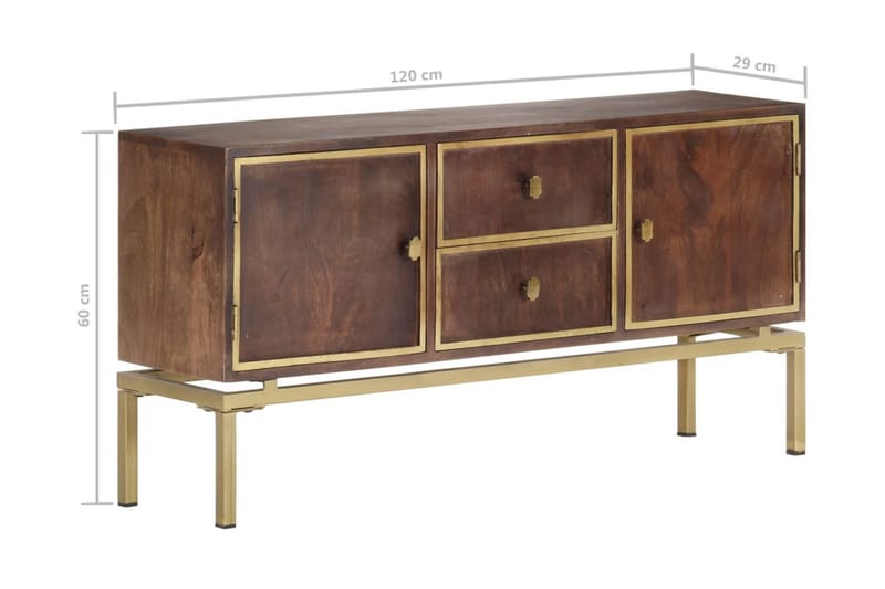 Skänk 120x29x60 cm massivt mangoträ - Brun - Förvaring - Förvaringsmöbler - Skänkar & sideboards