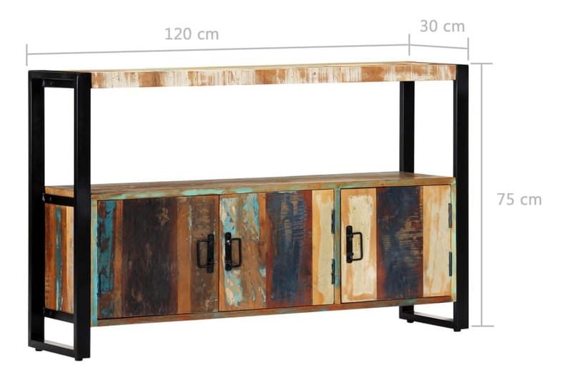 Skänk 120x30x75 cm massivt återvunnet trä - Brun - Förvaring - Förvaringsmöbler - Skänkar & sideboards