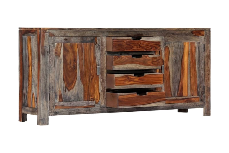 Skänk 160x40x75 cm grå massivt shesamträ - Grå - Förvaring - Förvaringsmöbler - Skänkar & sideboards