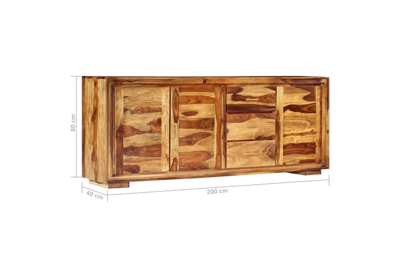 Skänk 200x40x80 cm massivt sheshamträ - Brun - Förvaring - Förvaringsmöbler - Skänkar & sideboards