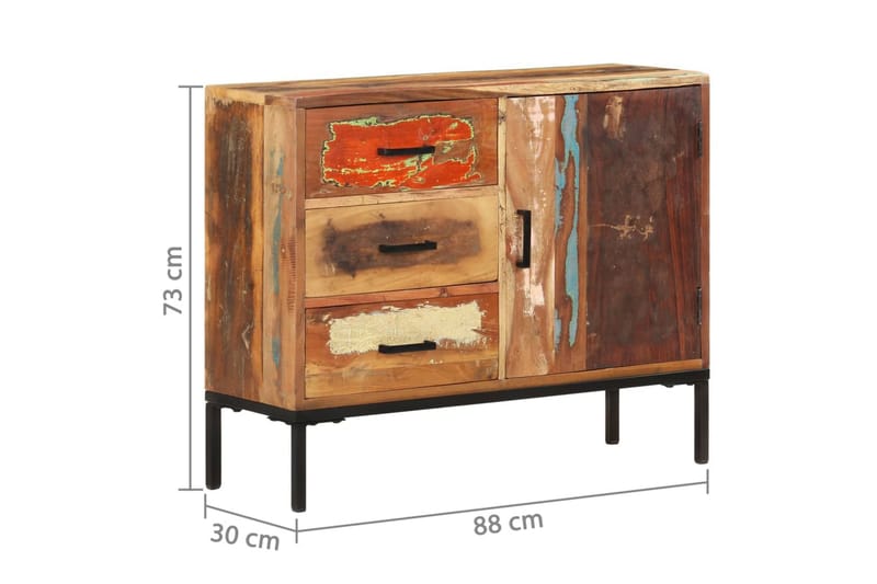 Skänk 88x30x73 cm massivt återvunnet trä - Brun/Flerfärgad - Förvaring - Förvaringsmöbler - Skänkar & sideboards