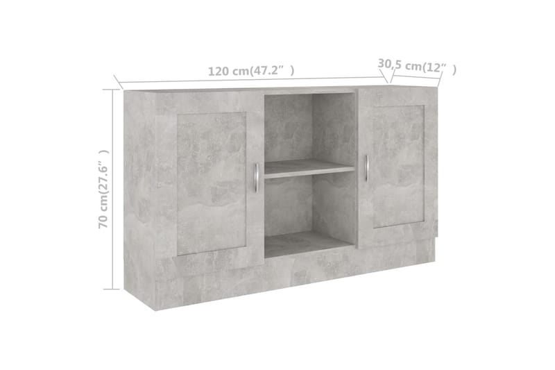 Skänk betonggrå 120x30,5x70 cm spånskiva - Grå - Förvaring - Förvaringsmöbler - Skänkar & sideboards