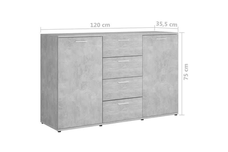 Skänk betonggrå 120x35,5x75 cm spånskiva - Grå - Förvaring - Förvaringsmöbler - Skänkar & sideboards