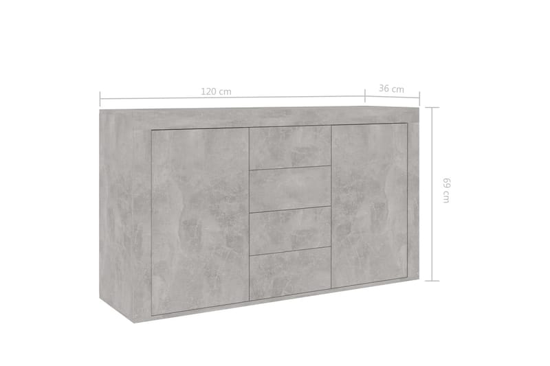 Skänk betonggrå 120x36x69 cm spånskiva - Grå - Förvaring - Förvaringsmöbler - Skänkar & sideboards