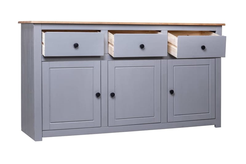 Skänk grå 135x40x80 cm massiv furu panama - Grå - Förvaring - Förvaringsmöbler - Skänkar & sideboards