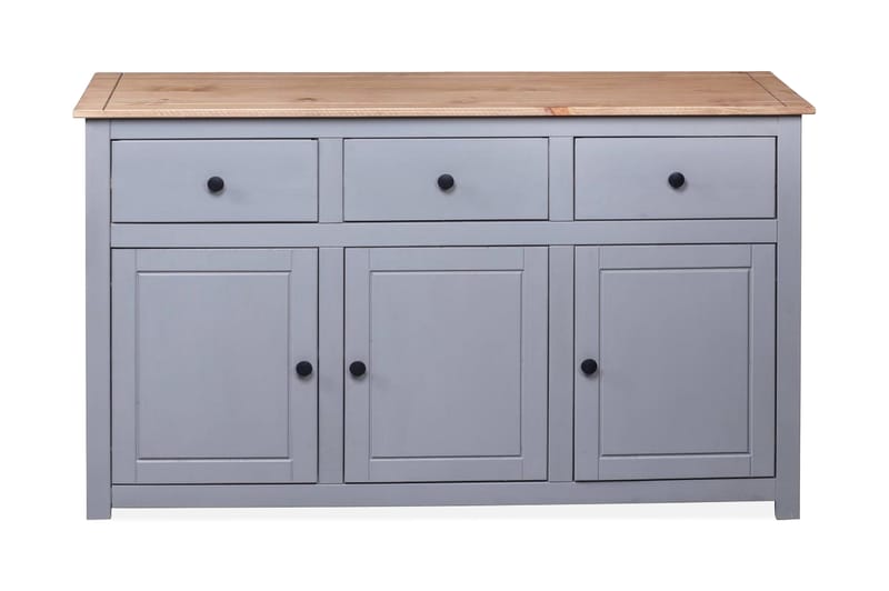 Skänk grå 135x40x80 cm massiv furu panama - Grå - Förvaring - Förvaringsmöbler - Skänkar & sideboards