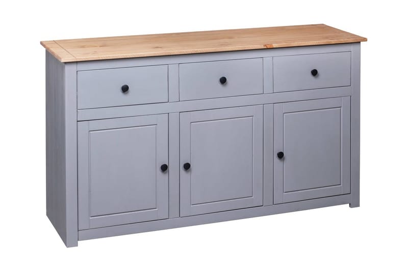 Skänk grå 135x40x80 cm massiv furu panama - Grå - Förvaring - Förvaringsmöbler - Skänkar & sideboards