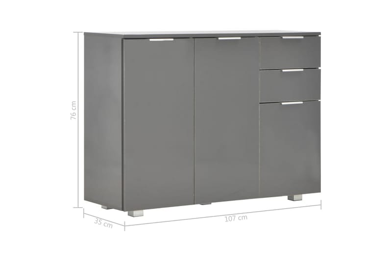 Skänk grå högglans 107x35x76 cm - Grå - Förvaring - Förvaringsmöbler - Skänkar & sideboards