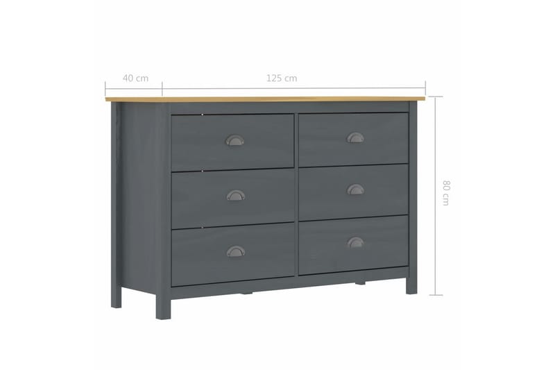 Skänk Hill Range grå 125x40x80 cm massiv furu - Grå - Förvaring - Förvaringsmöbler - Sk�änkar & sideboards