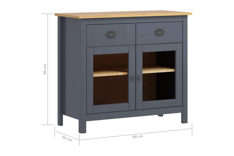 Skänk Hill Range grå 90x40x80 cm massiv furu - Grå - Förvaring - Förvaringsmöbler - Skänkar & sideboards