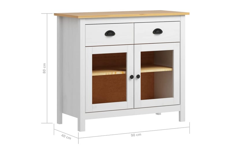 Skänk Hill Range vit 90x40x80 cm massiv furu - Vit - Förvaring - Förvaringsmöbler - Skänkar & sideboards