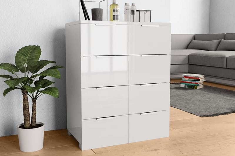 Skänk högglans vit 60x35x80 cm spånskiva - Vit - Förvaring - Förvaringsmöbler - Skänkar & sideboards