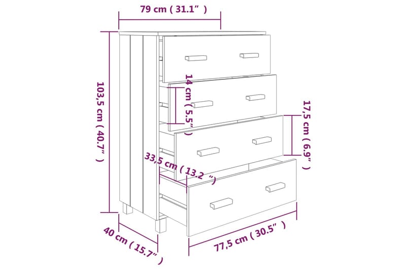 Skänk ljusgrå 79x40x103,5 cm massiv furu - Ljusgrå - Förvaring - Förvaringsmöbler - Skänkar & sideboards