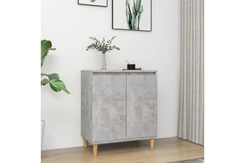 Skänk massiva träben betonggrå 60x35x70 cm spånskiva - Grå - Förvaring - Förvaringsmöbler - Skänkar & sideboards