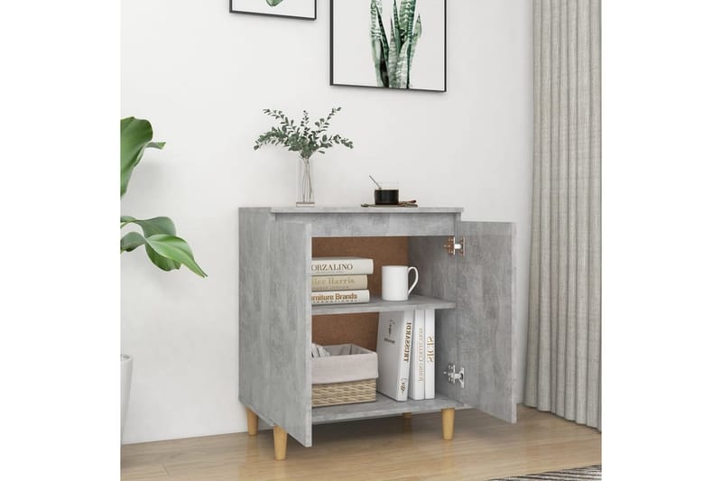 Skänk massiva träben betonggrå 60x35x70 cm spånskiva - Grå - Förvaring - Förvaringsmöbler - Skänkar & sideboards