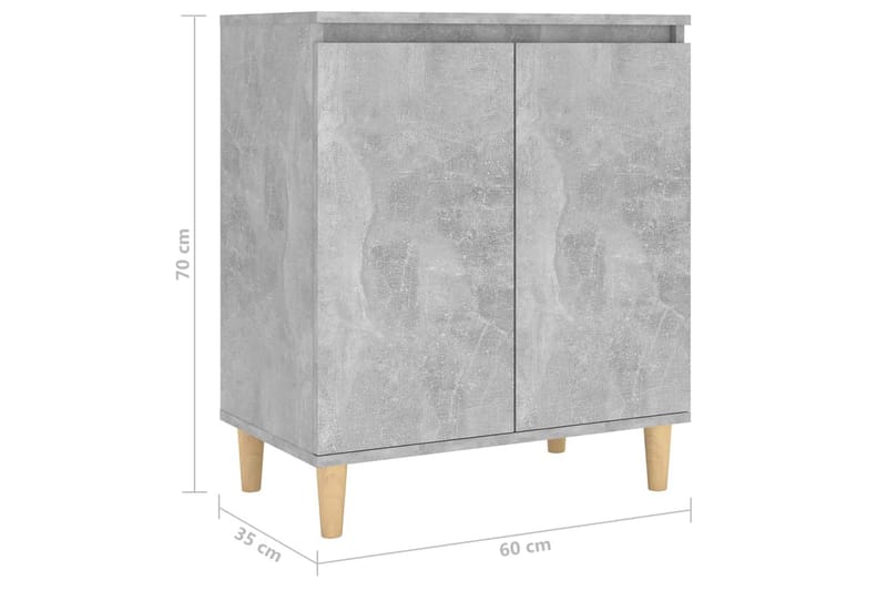 Skänk massiva träben betonggrå 60x35x70 cm spånskiva - Grå - Förvaring - Förvaringsmöbler - Skänkar & sideboards