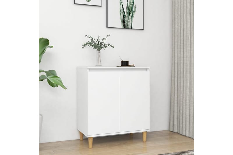 Skänk massiva träben vit 60x35x70 cm spånskiva - Vit - Förvaring - Förvaringsmöbler - Skänkar & sideboards