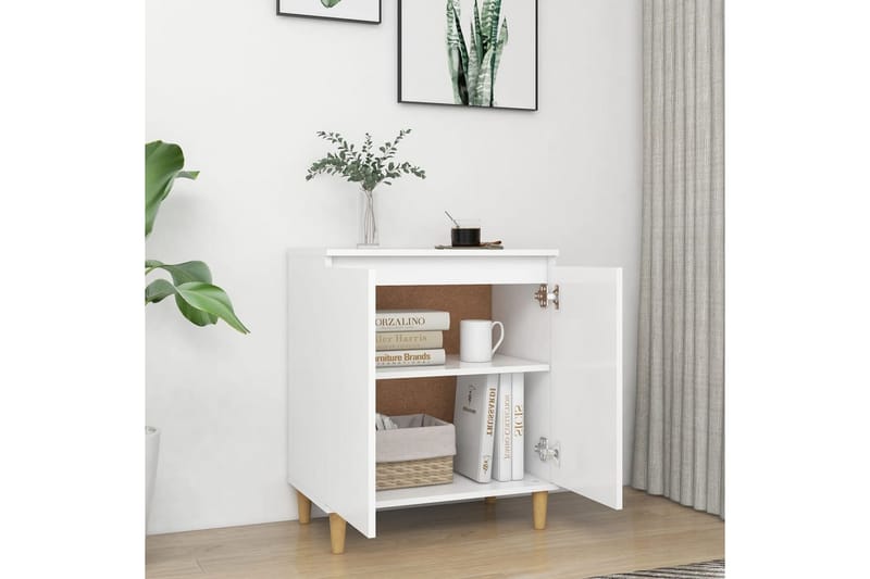 Skänk massiva träben vit 60x35x70 cm spånskiva - Vit - Förvaring - Förvaringsmöbler - Skänkar & sideboards