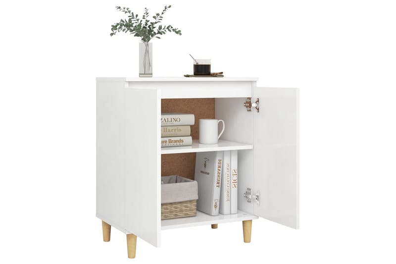 Skänk massiva träben vit 60x35x70 cm spånskiva - Vit - Förvaring - Förvaringsmöbler - Skänkar & sideboards