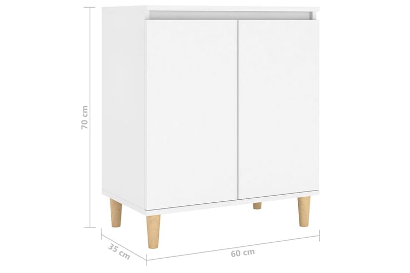 Skänk massiva träben vit 60x35x70 cm spånskiva - Vit - Förvaring - Förvaringsmöbler - Skänkar & sideboards