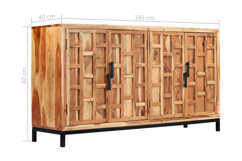 Skänk massivt akaciaträ 145x40x80 cm - Brun - Förvaring - Förvaringsmöbler - Skänkar & sideboards