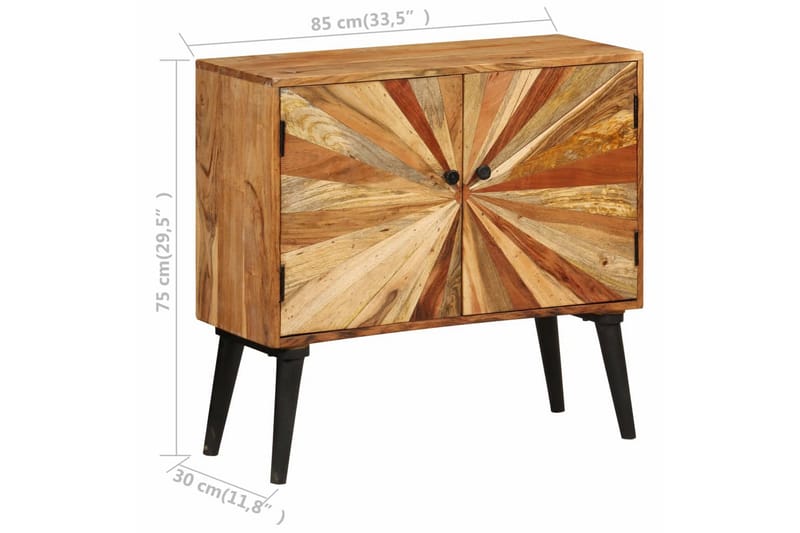 Skänk massivt mangoträ 85x30x75 cm - Brun - Förvaring - Förvaringsmöbler - Skänkar & sideboards