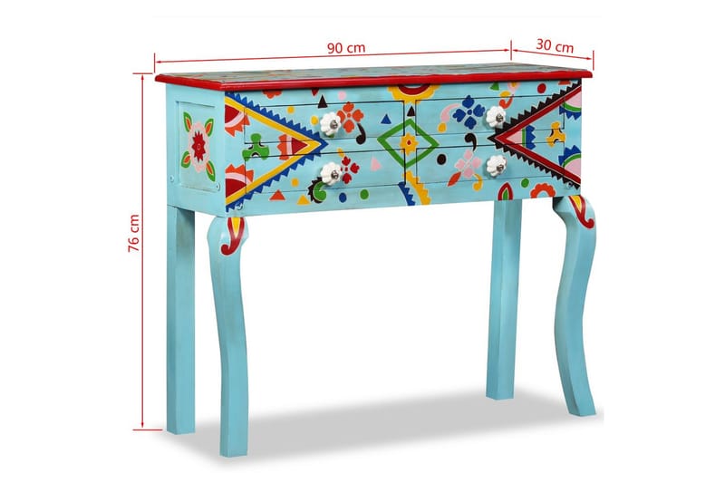 Skänk massivt mangoträ blå handmålad - Blå - Skänkar & sideboards