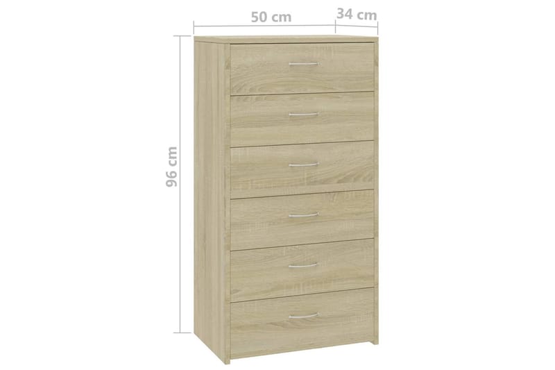 Skänk med 6 lådor sonoma-ek 50x34x96 cm spånskiva - Brun - Förvaring - Förvaringsmöbler - Skänkar & sideboards