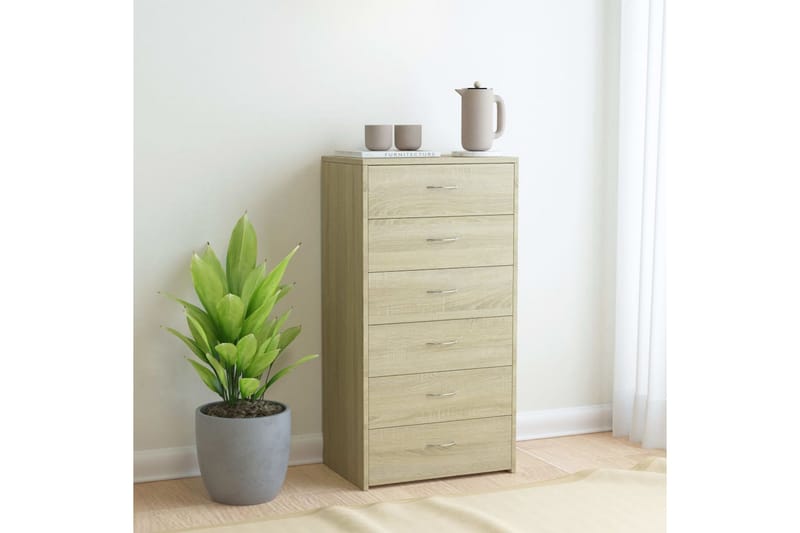 Skänk med 6 lådor sonoma-ek 50x34x96 cm spånskiva - Brun - Förvaring - Förvaringsmöbler - Skänkar & sideboards