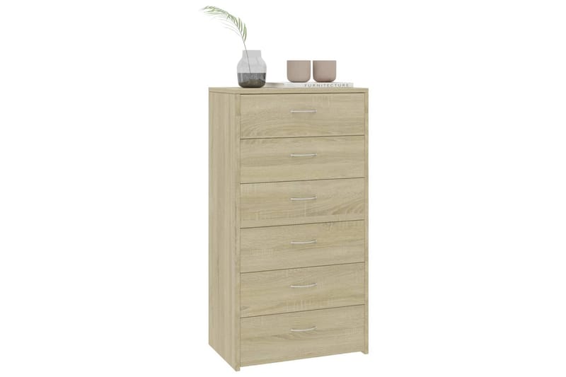 Skänk med 6 lådor sonoma-ek 50x34x96 cm spånskiva - Brun - Förvaring - Förvaringsmöbler - Skänkar & sideboards