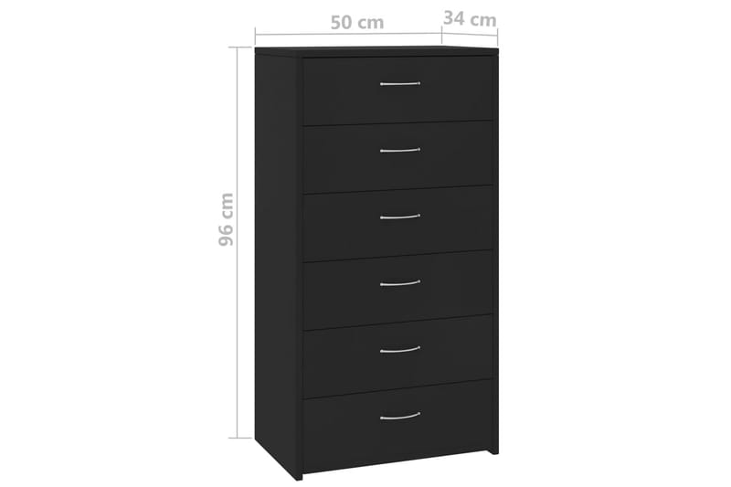 Skänk med 6 lådor svart 50x34x96 cm spånskiva - Svart - Förvaring - Förvaringsmöbler - Skänkar & sideboards