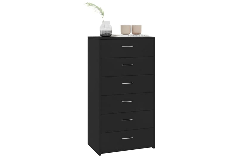 Skänk med 6 lådor svart 50x34x96 cm spånskiva - Svart - Förvaring - Förvaringsmöbler - Skänkar & sideboards