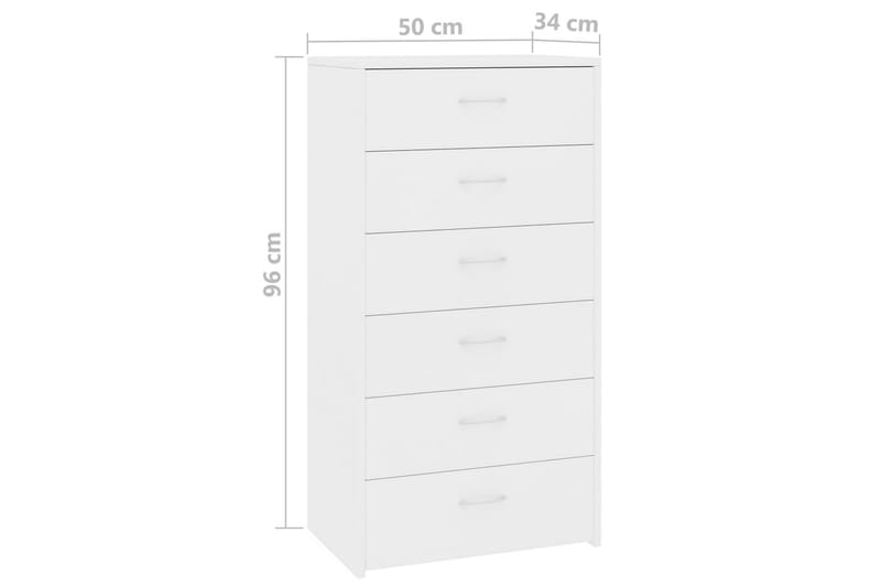 Skänk med 6 lådor vit 50x34x96 cm spånskiva - Vit - Förvaring - Förvaringsmöbler - Skänkar & sideboards